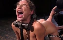 Bound slave with speculum into cunt